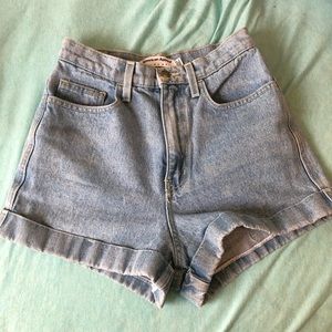 American Apparel light wash denim shorts